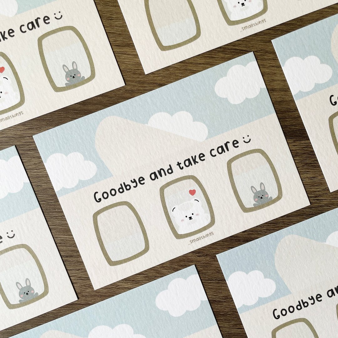 #18 _smallthings插画明信片(goodbye & take care) - 卡片/明信片 - 纸 白色