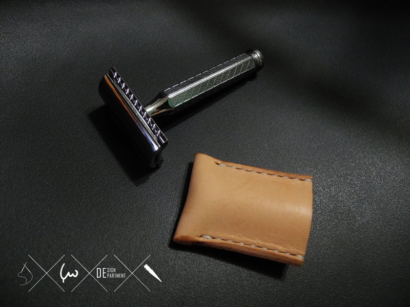 老式刮胡刀收纳套 / 旅行套 (可免费加英文名-建议6字母内/缩写) - 旅行套装 - 真皮 