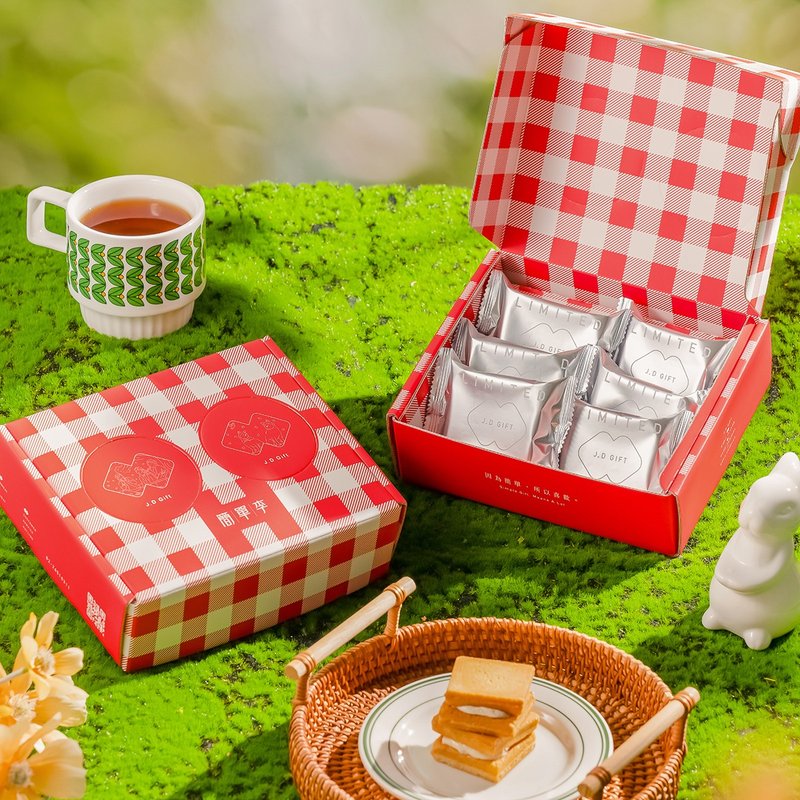 简单李 野餐格纹夹心饼礼盒 6 入/盒  |  生日礼盒  弥月礼盒 首选 - 零食/点心 - 新鲜食材 红色