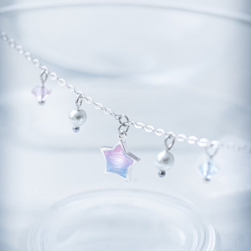 云海系列 | 云海星星纯银手链 925纯银 可以戴着洗澡 - 手链/手环 - 树脂 粉红色
