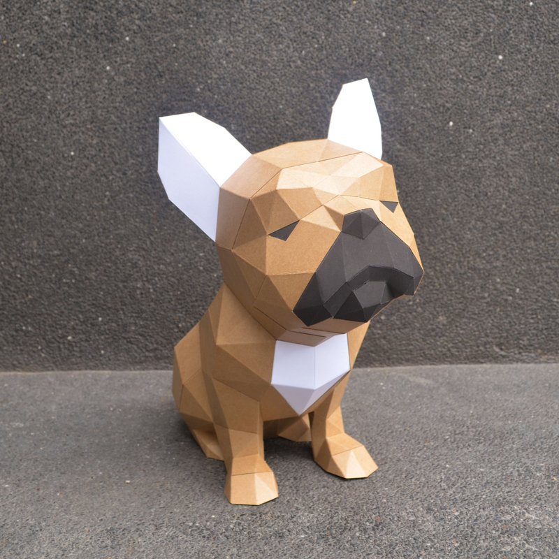 匠纸正版_DIY材料包_手作_纸模型_法斗很帅摆饰 - 木工/竹艺/纸艺 - 纸 卡其色