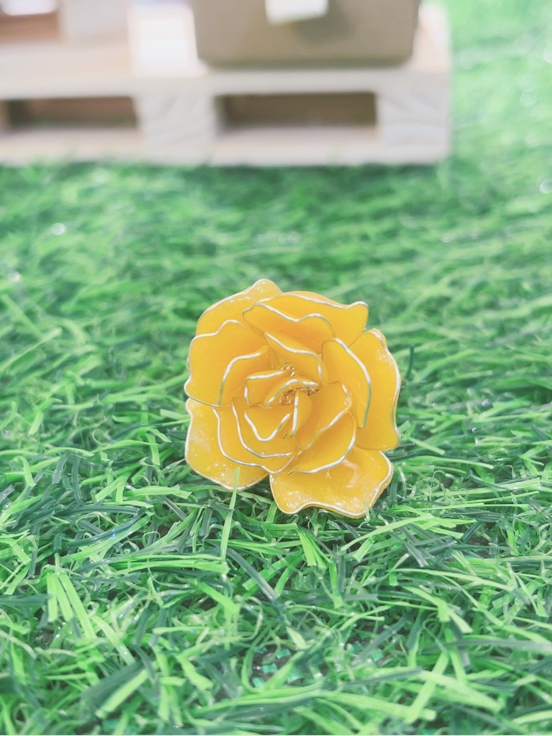 玫瑰花戒指 - 戒指 - 树脂 橘色