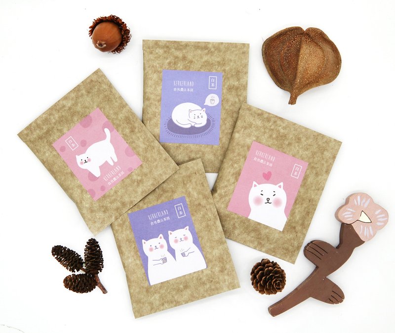 自然农法白茶茶包-白猫系列-四包一组 - 茶 - 其他材质 多色