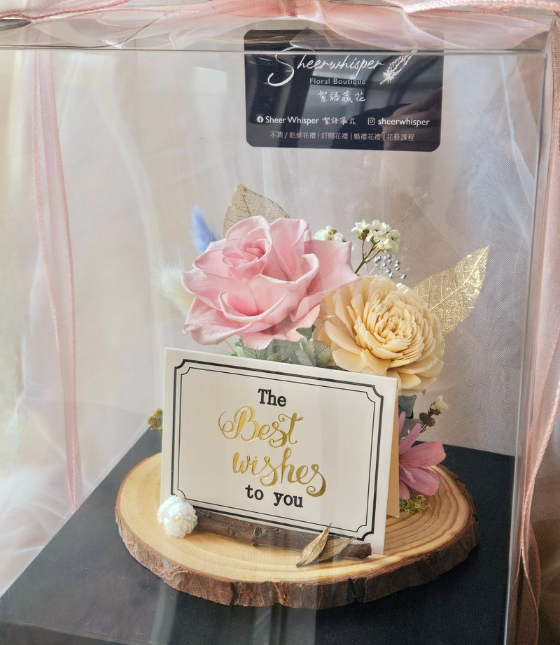 Sheer Whisper絮语藏花_原木扩香花 / 干燥花名片座 / 香氛蜡烛台 - 蜡烛/烛台 - 木头 粉红色