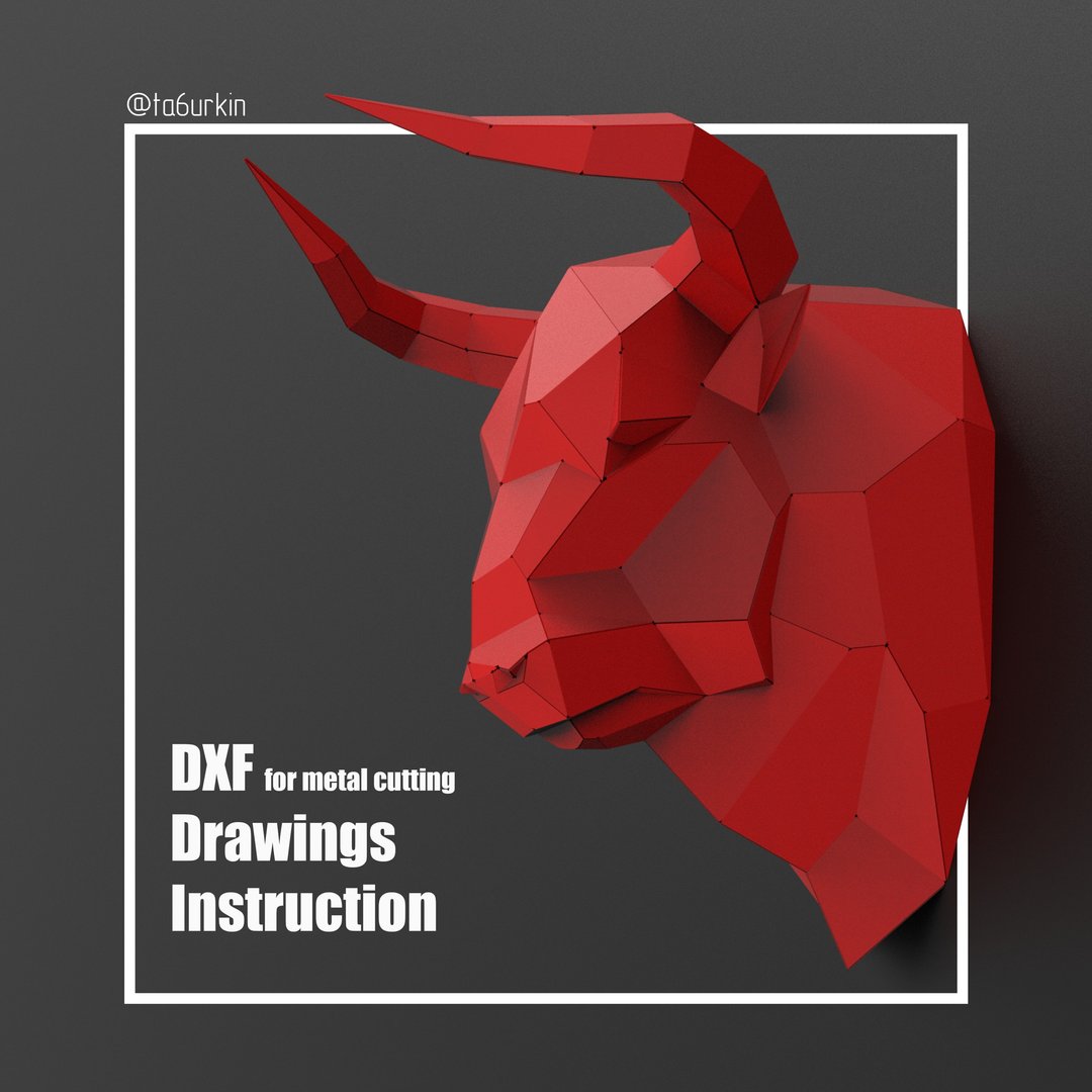 Sheet Metal Bull Head Project (dxf, PDF) - 其他 - 其他材质 
