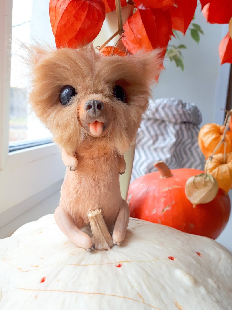 Long hair Chihuahua Teddy Puppy Plush Toy Dog Stuffed Animal Collection Figurine - 玩偶/公仔 - 其他材质 黑色