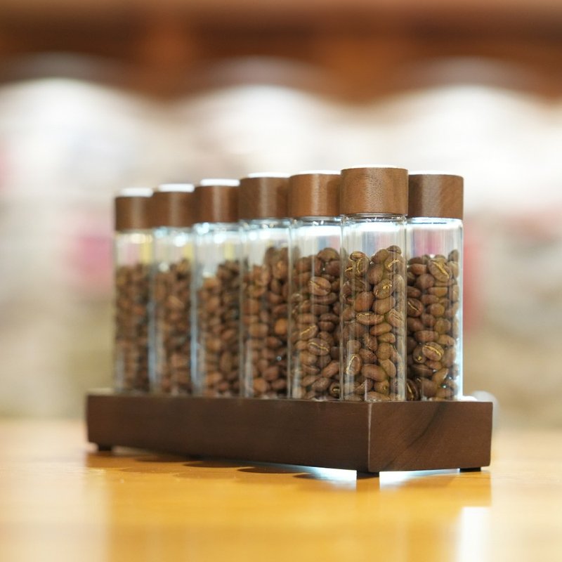 艺妓咖啡木盒套组-十二支艺妓咖啡豆(20克/管x12支)附提袋及卡片 - 咖啡 - 其他材质 咖啡色