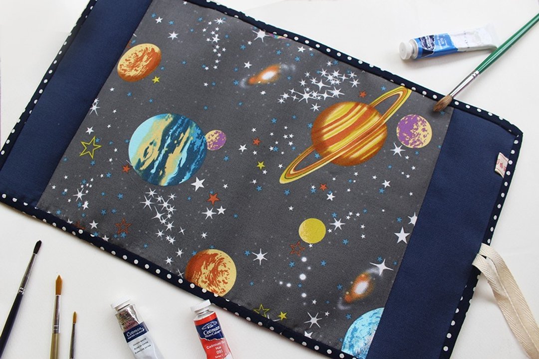 宇宙画具袋/笔袋 工具收纳袋 滚边 巻物ケース 水彩絵具 - 铅笔盒/笔袋 - 棉 黑色