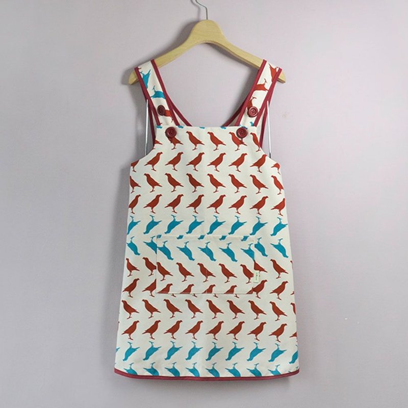 儿童围裙-130/台湾八哥5号/古宅红粉 - 围裙 - 棉．麻 红色