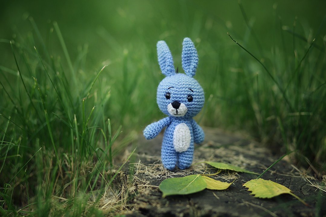 Crochet bunny, Crochet bunny Stuffed toy, bunny toy,  knitted bunny - 玩具/玩偶 - 羊毛 蓝色
