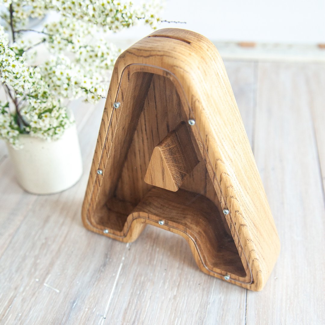 Letter piggy bank for boys girls baby, Money Saving Box shower Customized gift - 储蓄罐 - 木头 