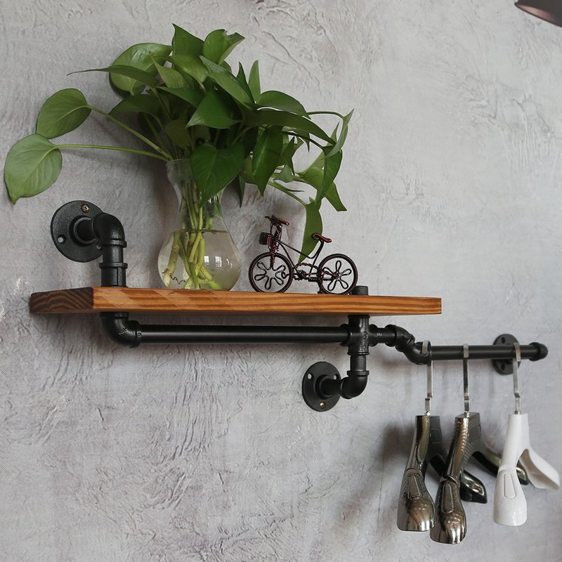 复古工业风水管置物架墙上收纳架花瓶装饰架衣架 - 收纳用品 - 其他材质 