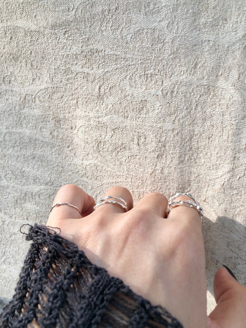 Single 单品系 立体绕戒 / 双圈点戒 - 戒指 - 贵金属 银色