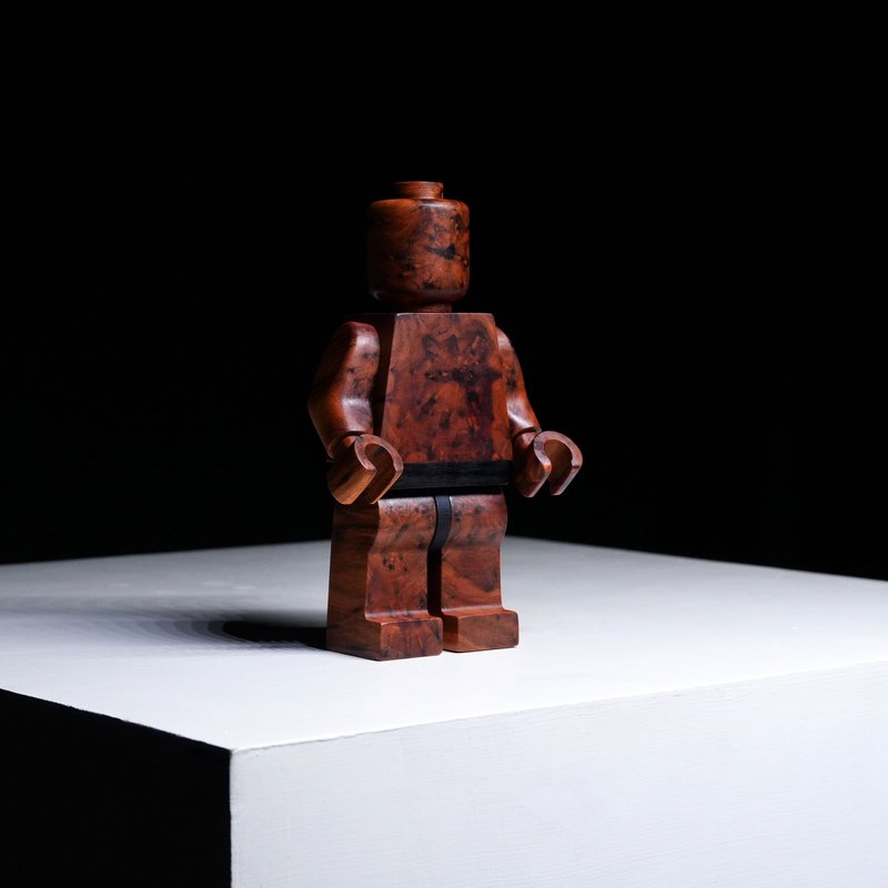 【木质积木人】 X5 台湾肖楠 - 红格 炮花纹 - 经典款 - 摆饰 - 木头 