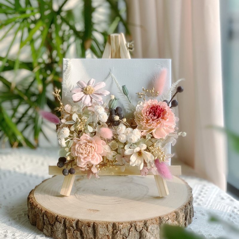 画布上的小花园 画框 (附架子).材料包.桌饰.母亲节礼物.礼盒 - 干燥花/捧花 - 植物．花 粉红色