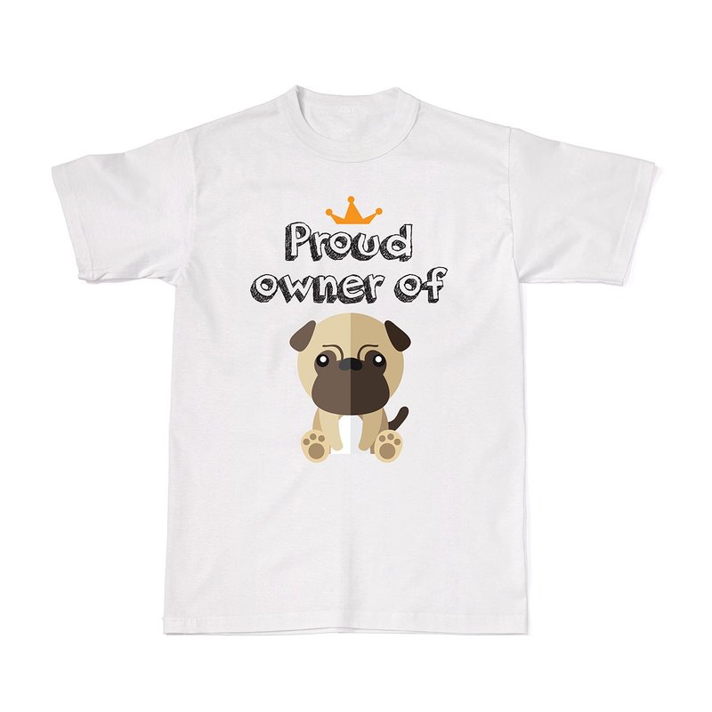 Proud Dog Owners Tees - Pug - 女装 T 恤 - 棉．麻 白色