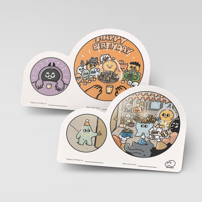 BOPOMOO 生日卡片 波波亩造型 双视窗庆生卡片 - 卡片/明信片 - 纸 白色