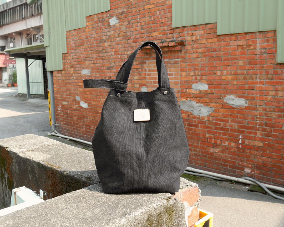 经典极简 帆布 水桶包     bucket bag M - #97水洗黑 - 束口袋双肩包 - 棉 黑色