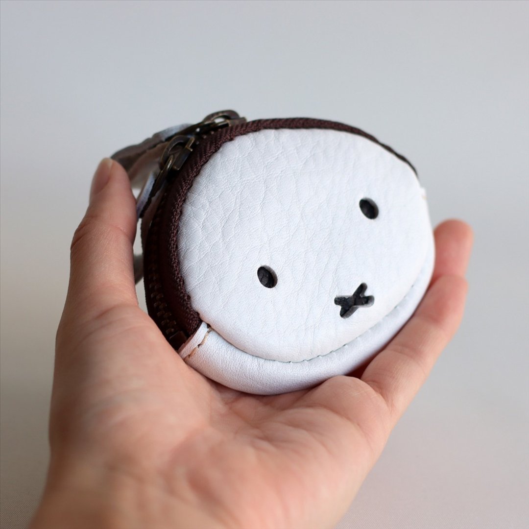 Pinkoixmiffy / Miffy coin case / Genuine leather coin purse / Multiple purchase discount / Limited time sale - 零钱包 - 真皮 白色