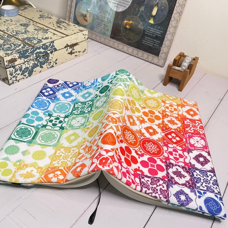 A5 布书套 帆布书衣 防泼水 厚度可调 (妈妈手册可装入)-彩虹 - 书衣/书套 - 棉．麻 多色