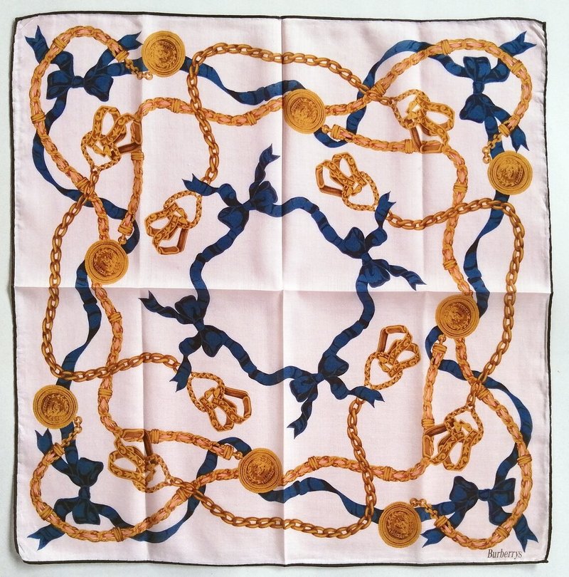 Burberry Vintage Handkerchief Jewelry Charm 丝带 18.5 x 18.5 - 手帕/方巾 - 棉．麻 蓝色