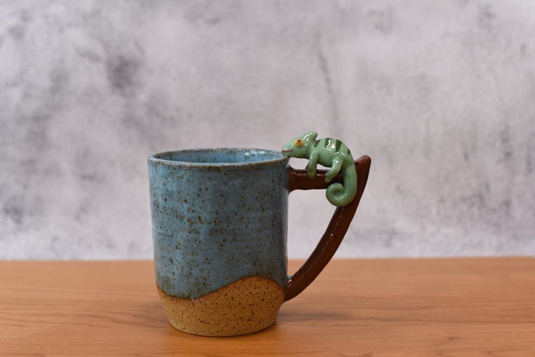 变色龙陶杯280cc北欧蓝手工陶杯 - 咖啡杯/马克杯 - 陶 