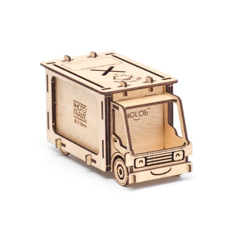 圣诞礼物 交换礼物 dOLOb-发财车-Instax mini拍立得相框+扑满(小) - 画框/相框 - 木头 卡其色