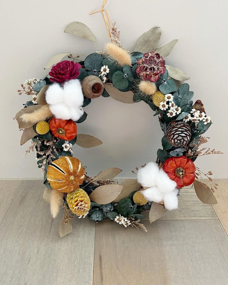 秋日果实风花圈材料包 万圣节 圣诞节 花圈 南瓜 果实 棉花 材料 - 干燥花/捧花 - 植物．花 