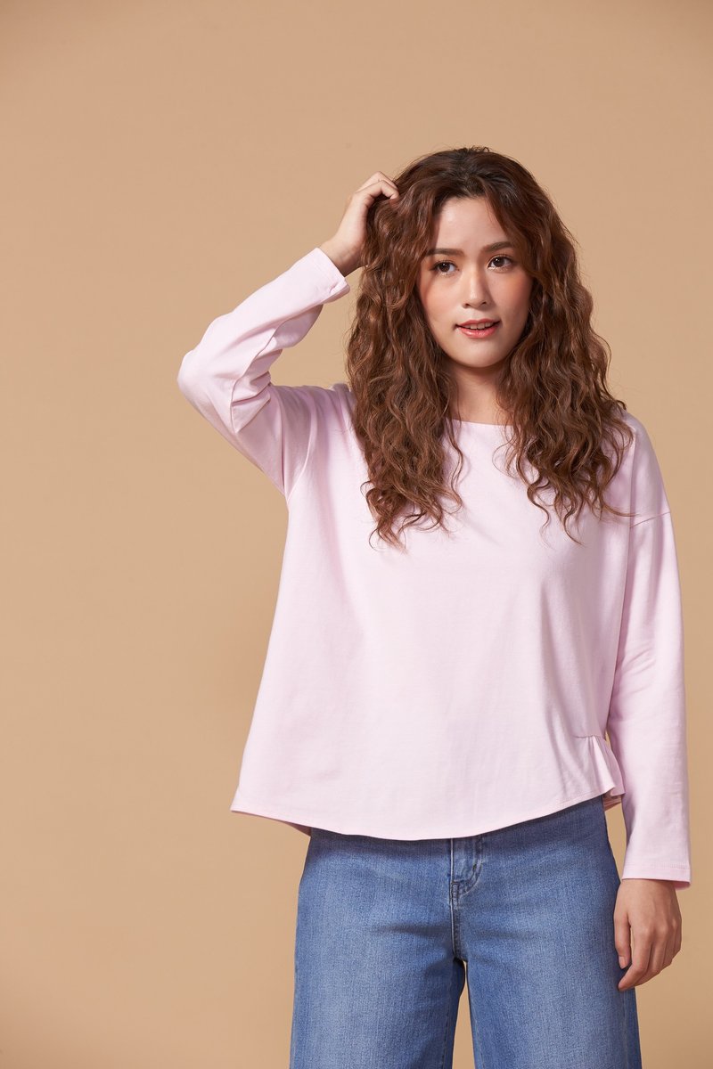 有机棉上衣 粉红色/浪漫荷叶边(女/woman) - 女装上衣 - 棉．麻 粉红色