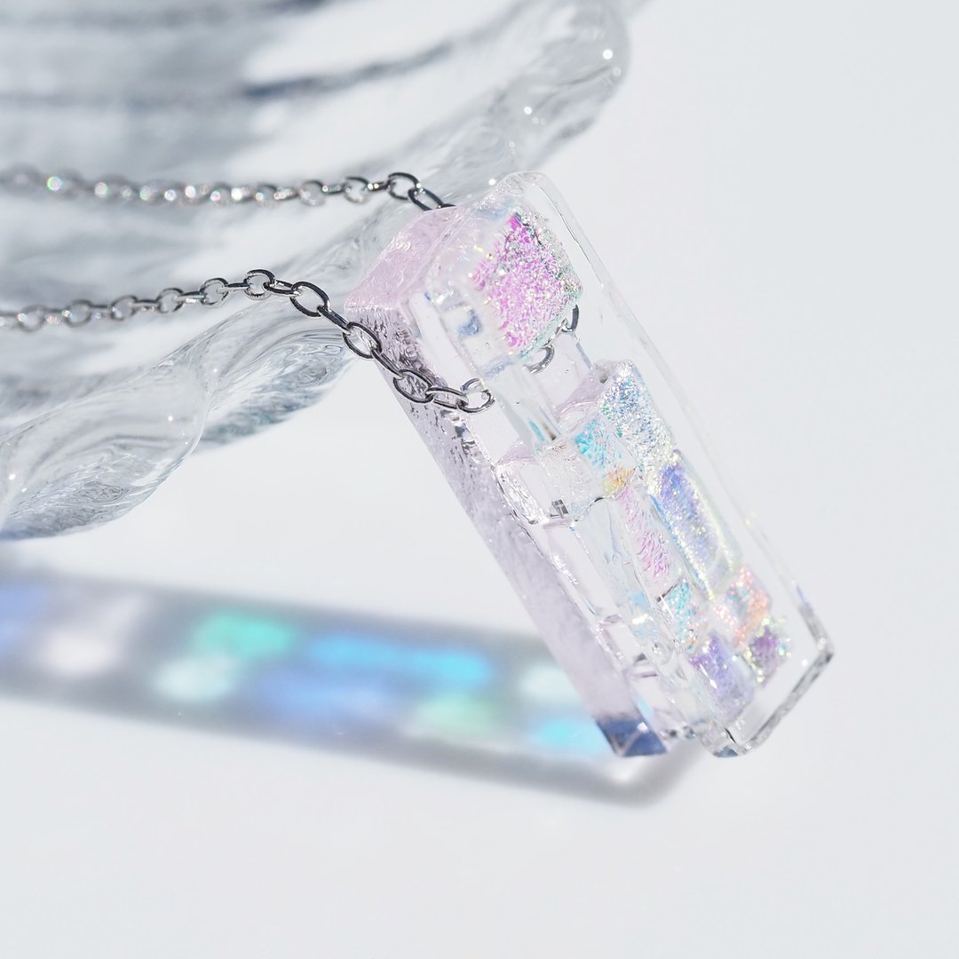 【独一无二】樱花玻璃 (SAKURA【MINI】) 链式项链【接单制作】 - 项链 - 玻璃 粉红色