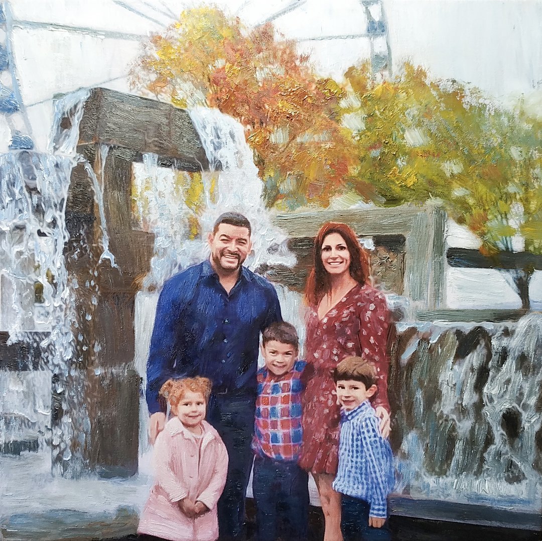 Custom oil portrait on canvas, Custom oil portrait, Commission oil painting - 墙贴/壁贴 - 棉．麻 银色
