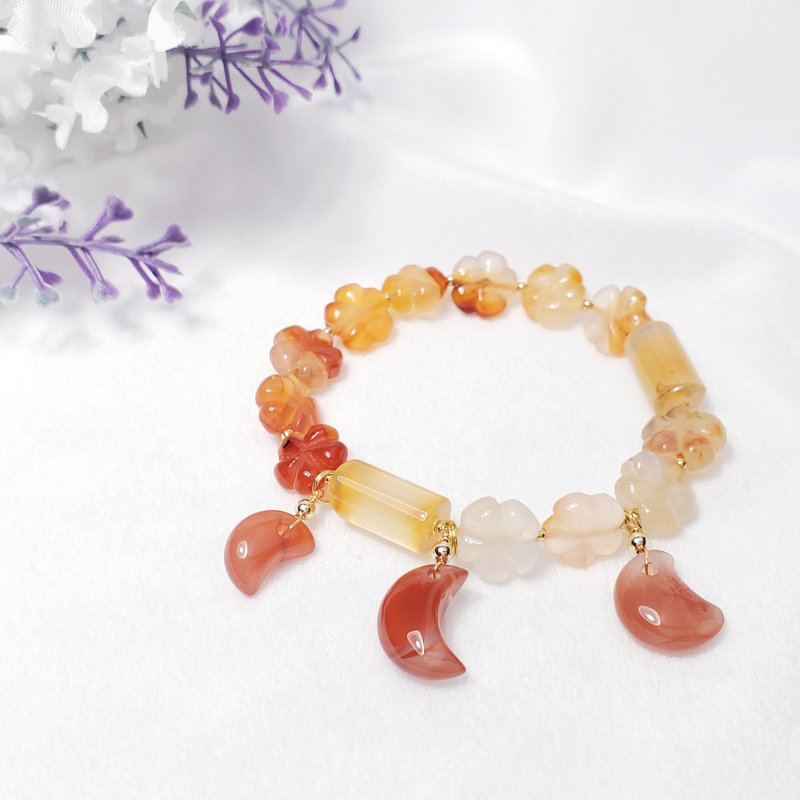 顶级玛瑙 玉瓍 南红 花容月貌 富贵吉祥 手链 单品 礼物 - 手链/手环 - 宝石 橘色
