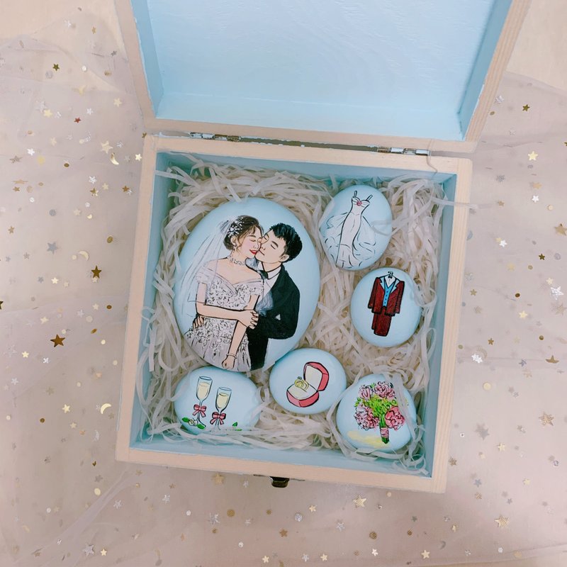 定制化手绘 似颜绘 石头画人像绘画 结婚礼品 新婚礼 - 订制画像 - 石头 多色