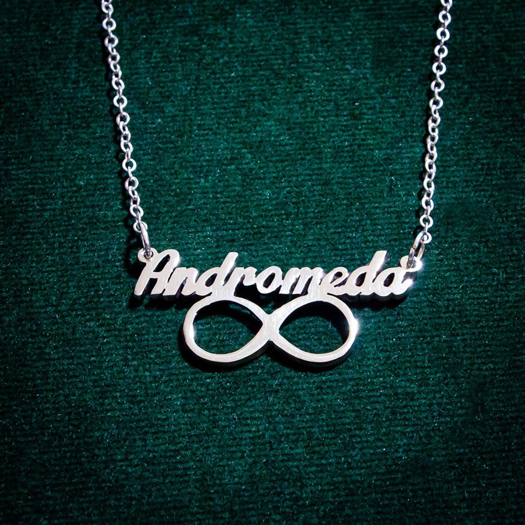 Made to order - Customize name necklace with infinity - 项链 - 铜/黄铜 银色