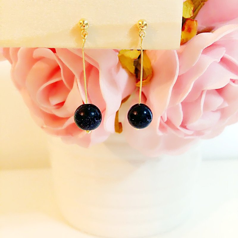 ::天空之迷系列:: 简约浪漫梦幻星空蓝石耳环耳钉  - 耳环/耳夹 - 其他金属 金色