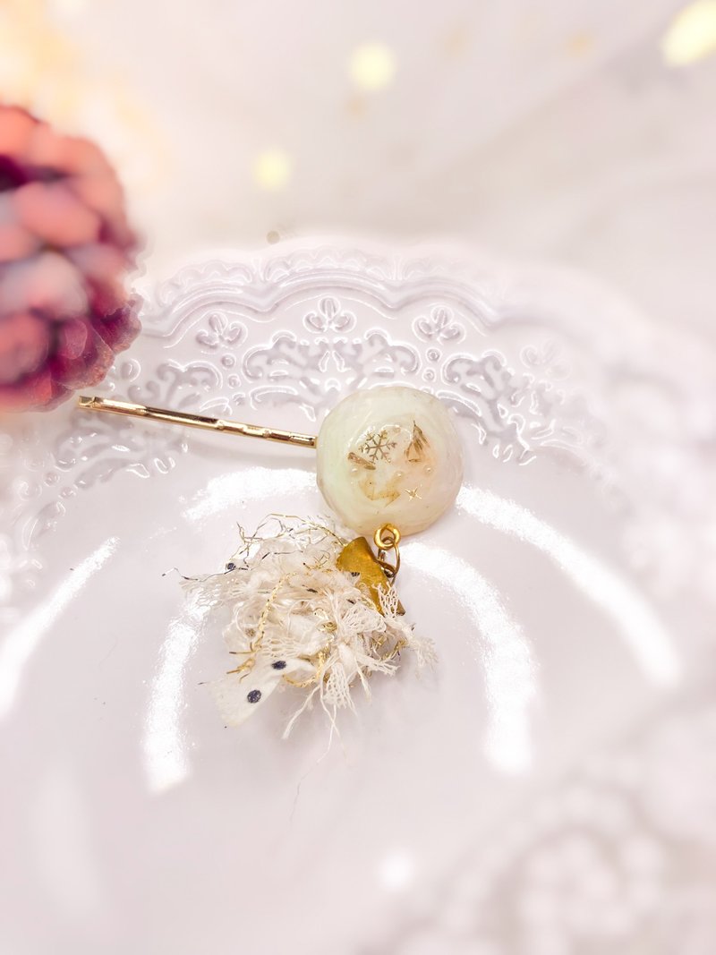 拥雪 手作一字发夹  | 植椛。饰 小众品牌 - 发饰 - 树脂 蓝色