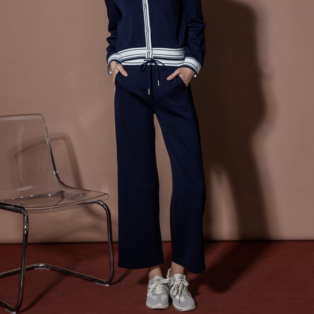 【MEDUSA】英伦学院风休闲宽裤(M-XL) | 女长宽裤 女休闲裤 - 女装长裤 - 其他人造纤维 蓝色