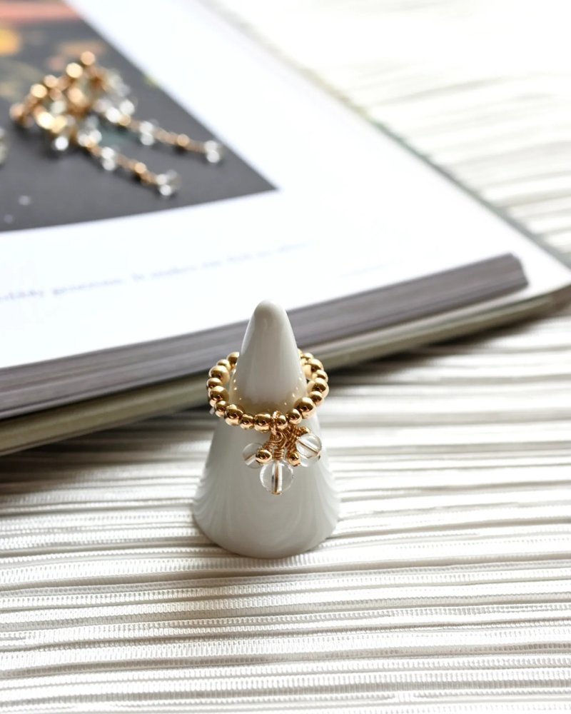 织语露珠 - 水晶露珠弹性戒指 - 戒指 - 其他材质 