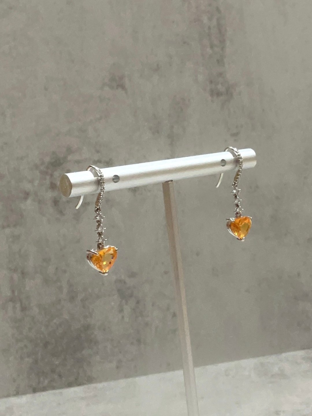 黄宝石钻石耳环 天然黄宝石 南非钻 14K K585 Heart Cut 心型黄宝 - 耳环/耳夹 - 宝石 