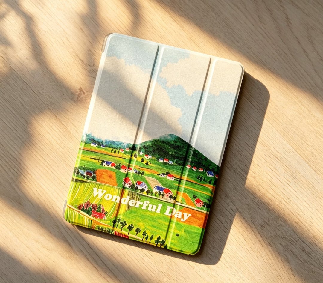 风景小村庄 iPad mini 6 10 代 Pro 12.9 Air 5 6 笔槽充电保护套 - 平板/电脑保护壳 - 塑料 多色