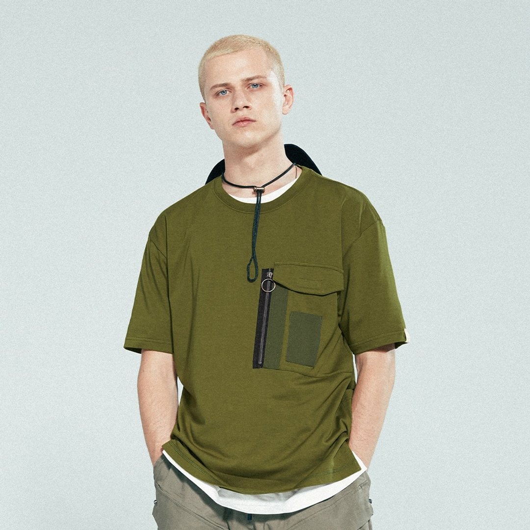 Combat Style Pocket Tee 橄榄绿飞行服口袋山系工装短袖T恤 - 男装上衣/T 恤 - 棉 