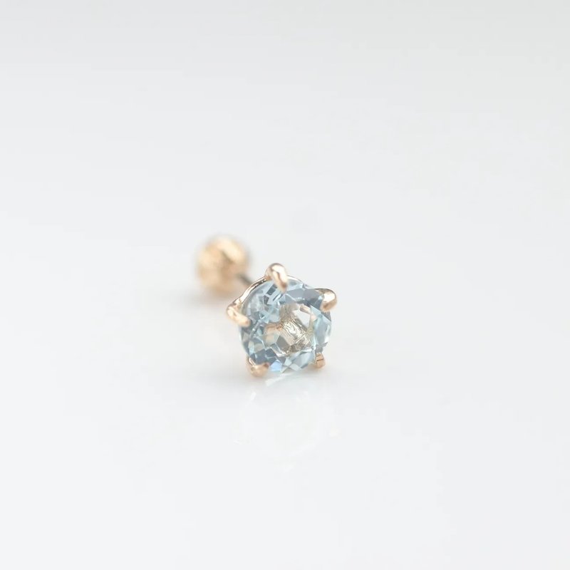 14K Topaz Piercing 天然托帕石锁珠耳环 (单个)耳骨 耳窝 不退色 - 耳环/耳夹 - 贵金属 金色