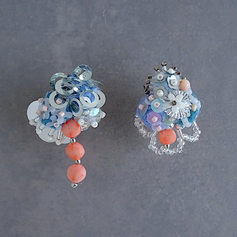 交织耳环 [耳夹] - 耳环/耳夹 - 半宝石 多色