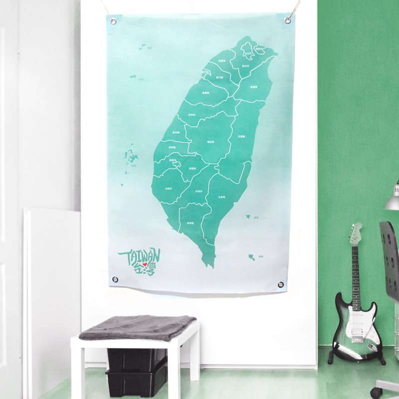 【定制】台湾地图/挂布/名字订制/绿 - 海报/装饰画/版画 - 其他材质 绿色