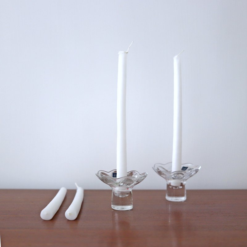 芬兰Arabia Finn Crystal LEINIKKI毛茛花烛座+手工蜡烛2件组 - 蜡烛/烛台 - 玻璃 透明