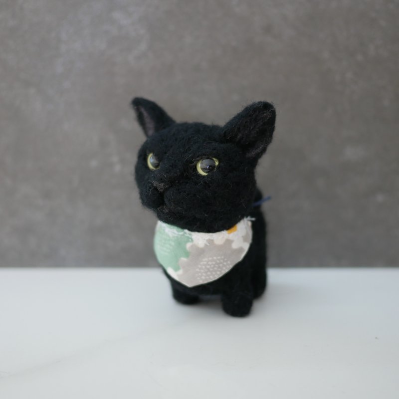 黑猫 定制化羊毛毡  宠物定制 公仔 豆豆猫系列 定制化 - 玩偶/公仔 - 羊毛 黑色
