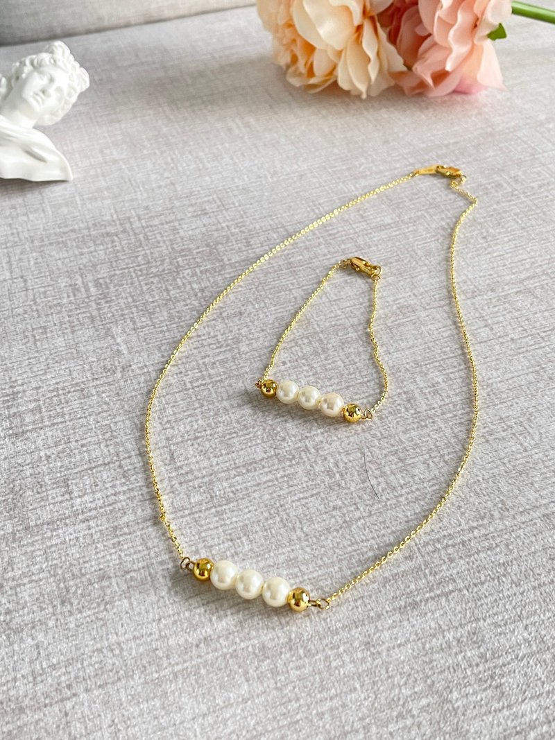 简洁优雅必备款珍珠手链_Lady Pearl Bracelet - 手链/手环 - 贵金属 金色