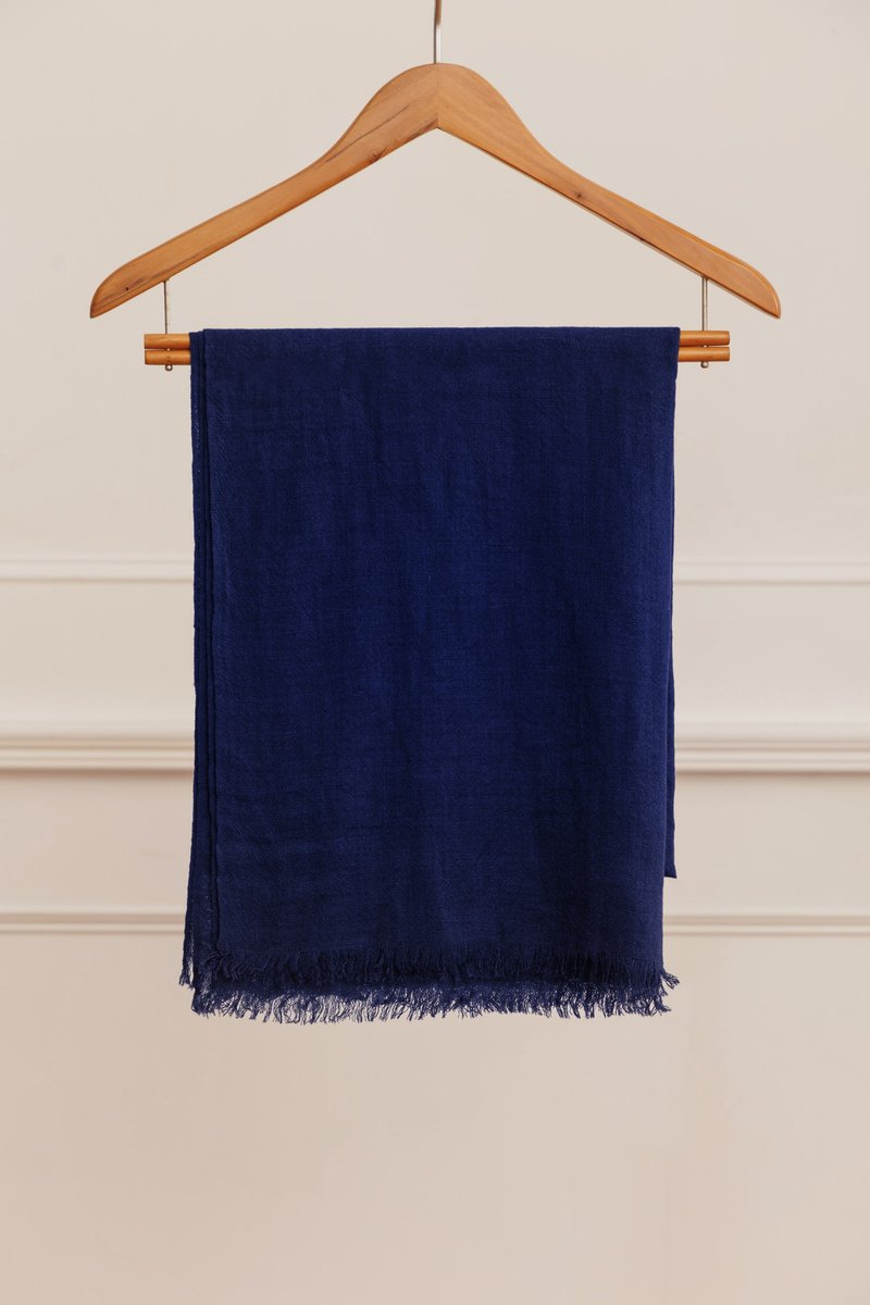CASHMERE 精薄超高支纱喀什米尔披肩 | DENIM BLUE | - 围巾/披肩 - 羊毛 蓝色