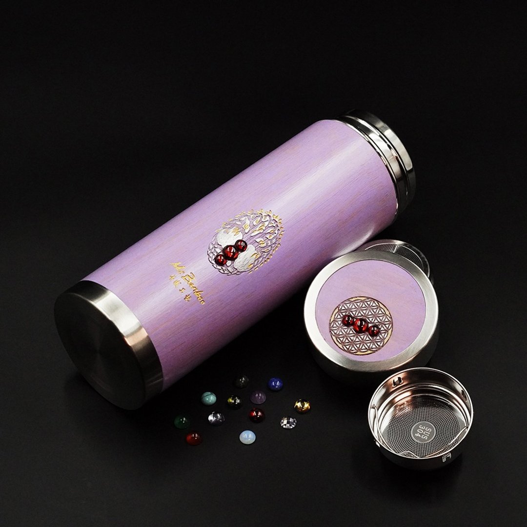 Mr.Banboo手感竹保温瓶_生命花树_诞生石 500ml 380ml 宇宙正能量 - 水瓶/水壶 - 竹 紫色