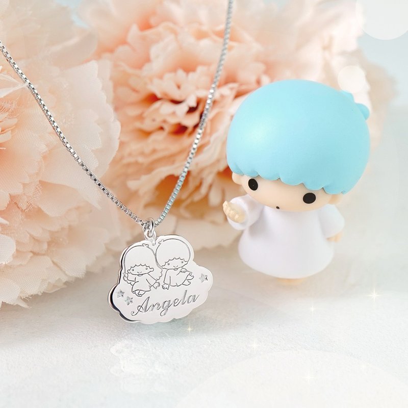 【定制化礼物】双子星订制系列-云朵款kikilala雷刻纯银项链 - 项链 - 纯银 银色